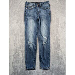 Judy Blue Jeans Womens Size 26 Denim Distressed Relaxed Fit Tapered